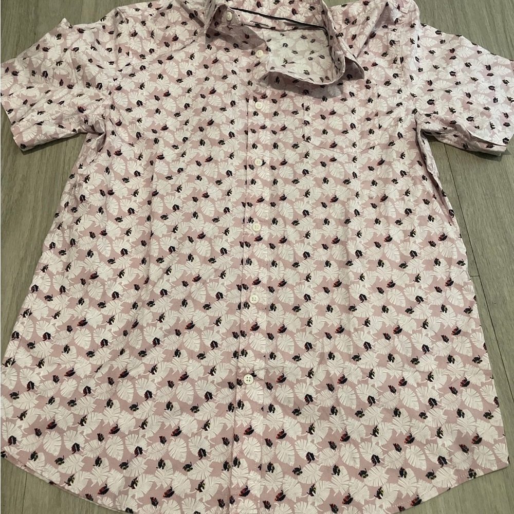 Amazon Essentials Pink Leaf Print Shirt